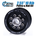 2.55-inch 10 Rib ZPE GripTec 2pc HellCat L2V Black Pulley & Hub Kit by ZPE GripTec