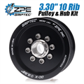3.30-inch 10 Rib ZPE GripTec 2pc HellCat L2V Black Pulley & Hub Kit by ZPE GripTec